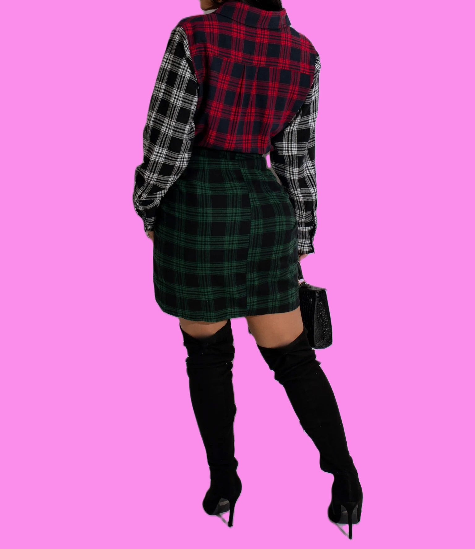 Plaid Buttoned Dress